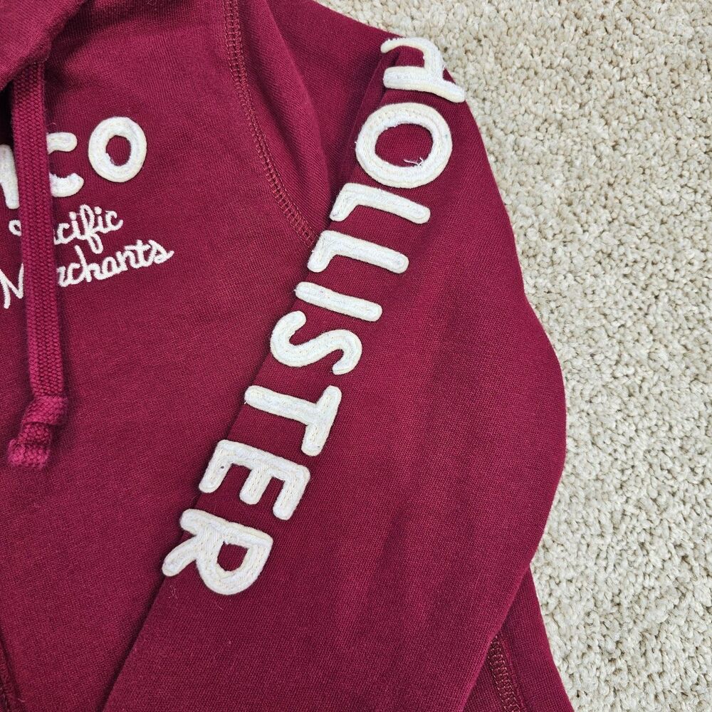 Hollister HCO Pacific Merchants Hoodie Women M Burgundy Y2K Full Zip Logo - Picture 8 of 14